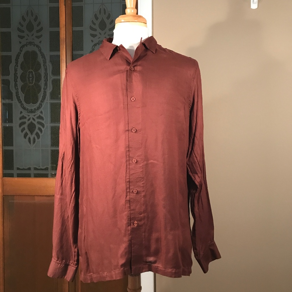 ASOS Regular Fit Viscose Button-Up w/Revere Collar